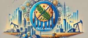 Oklahoma syndication attorney PPM visualized with state flag, finance icons, and landmarks, highlighting Blue Sky Laws for real estate syndication.